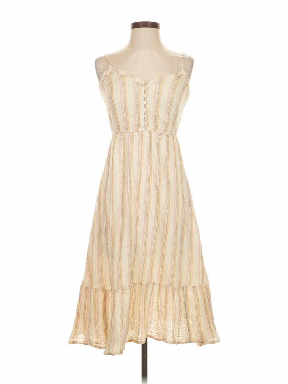 Aerie Light Cream Striped Midi Sundress